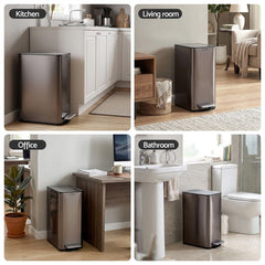 Cefito 15L Pedal Rubbish Bin Slim Carbon Steel Garbage Bin for Home Grey