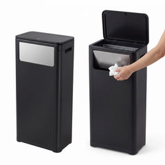 Cefito 30L Commercial Trash Can with Lid Front Push Flap Rubbish Bin Black