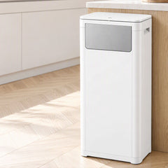 Cefito 30L Commercial Trash Can with Lid Front Push Flap Rubbish Bin White