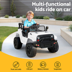 Rigo Kids Electric Ride On Car Jeep Toy Cars Remote 12V White