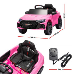 Ride On Car Licensed Audi RS3 Car for Kids 12V Remote Control Pink