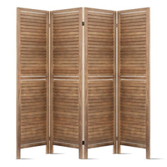 Artiss 4 Panel Room Divider Screen 160x170cm Louver Oak