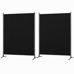 Artiss Room Divider Set of 2 Privacy Screen Fabric Room Separator Partition 175x180cm Black