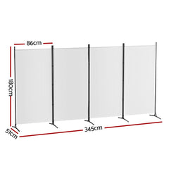 Artiss 4 Panel Room Divider Set of 2 Folding Privacy Screen Fabric Room Separator Partition White