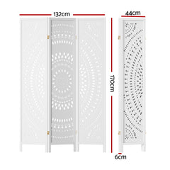 Artiss 3 Panel Room Divider Screen 132x170cm Circle White
