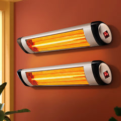 Devanti 2PCS Electric Radiant Strip Heater Indoor Outdoor Patio Remote Control 1500W
