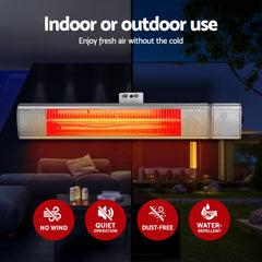 Devanti 2PCS Electric Strip Heater Radiant Infrared Heaters Remote Control 2000W