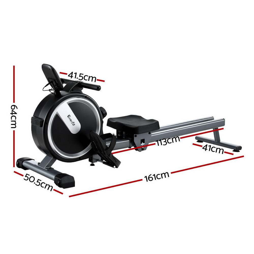 Everfit 16 Level Magnetic Rowing Machine for Home with App Connect Bla ...