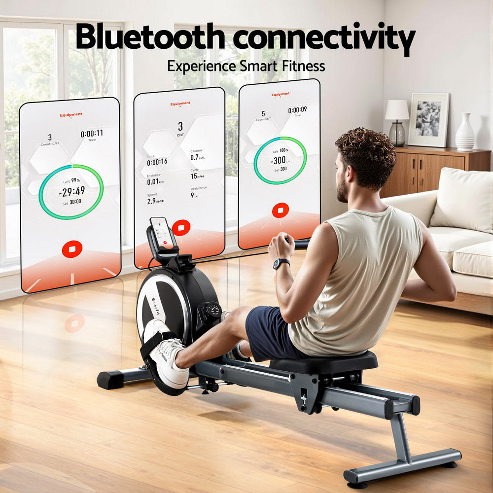 Everfit 16 Level Magnetic Rowing Machine for Home with App Connect Bla ...