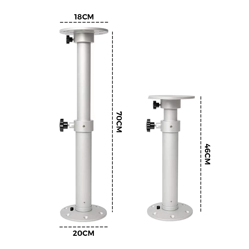 Table Pedestal Telescopic Furniture Leg 46-70cm Height Adjustable Easy Installation Detachable Aluminum Alloy Support for RV Marine Boat Caravan Motorhome