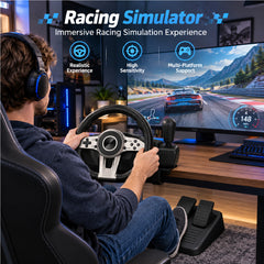 Gaming Racing Steering Wheel 270 Degree Dual Motor Vibration Pedals Gear Shifter for PS5 PS4 PS3 Xbox Series X One 360 Switch PC