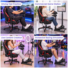 Foldable Racing Wheel Stand Height and Angle Adjustable Sim Racing Stand with Pedal Shifter Mount Fits Logitech Thrustmaster Fanatec Moza Gaming Cockpit