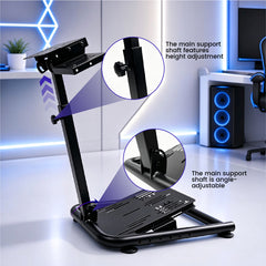 Foldable Racing Wheel Stand Height and Angle Adjustable Sim Racing Stand with Pedal Shifter Mount Fits Logitech Thrustmaster Fanatec Moza Gaming Cockpit