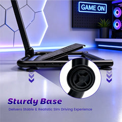 Foldable Racing Wheel Stand Height and Angle Adjustable Sim Racing Stand with Pedal Shifter Mount Fits Logitech Thrustmaster Fanatec Moza Gaming Cockpit