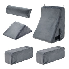 Reading Pillow High Density Memory Foam Back Support Pillow with Arms for Adults Teens for Reading Watching TV Resting Sitting Up in Bed Couch Floor Grey