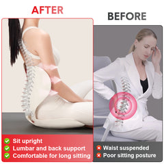 BKT Cushion Portable Ergonomic Lower Back Seat Lumbar Support Chair Posture Correction Max Load 110kg for Home Office Chair and Floor Seat Red Heart Design