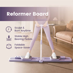 Multifunctional Pilates Reformer Board Foldable Leg Exercise Machine with Height Adjustable T-Handle Low Noise Home Fitness Equipment Strength Building
