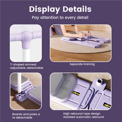 Multifunctional Pilates Reformer Board Foldable Leg Exercise Machine with Height Adjustable T-Handle Low Noise Home Fitness Equipment Strength Building