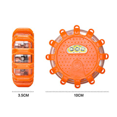 LED Road Flares 6 Pack Emergency Roadside Lights 9 Flash Modes Safety Flashing Warning Disc Flare Kit Waterproof with Magnetic Base for Car Truck Orange