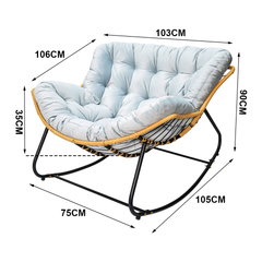 Rocking Chair Ergonomic Wicker Papasan Chair Leisure Lounge Chair Max Load 150kg with Soft Thick Cushion for Living Room Bedroom Porch Garden Light Grey