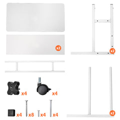 Rolling Desk Bed Sofa Side Table 63 to 90cm Height Adjustable Mobile Desk with 3 Layer Storage and Swivel Wheels Max Load 10kg White for Home Office