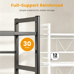 3-Tier Expandable Countertop Organizer 76cm Tall Heavy Duty Steel Kitchen Rack Partition Height Adjustable with Pull Out Microwave Shelf Includes 5 Hooks