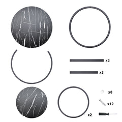 Set of 2 Nesting Coffee Tables Modern Round Side Tables with Wooden Top and Metal Frame for Living Room Bedroom Balcony Apartment Max Load 300kg Black