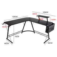 58" Gaming Desk L Shaped Computer Desk, Corner Desk For Home Office With Monitor Stand, Black