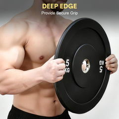 2Pack 5kg Rubber Bumper Plates 2 Inch Olympic Barbell Weight Plates Set with Steel Hub Fit Barbells Within 5cm for Home Gym Weightlifting Strength Training