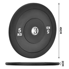 2Pack 5kg Rubber Bumper Plates 2 Inch Olympic Barbell Weight Plates Set with Steel Hub Fit Barbells Within 5cm for Home Gym Weightlifting Strength Training