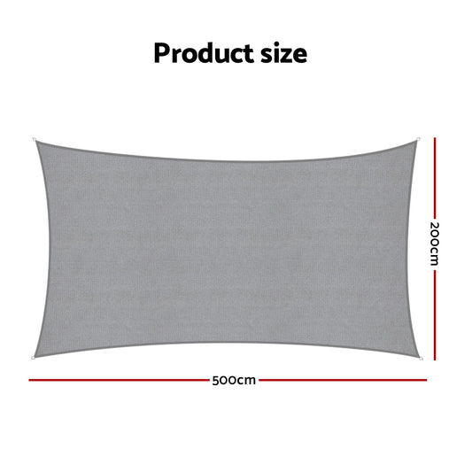Instahut Sun Shade Sail Cloth 98% UV Block Outdoor Canopy Rectangle 2X5M Grey