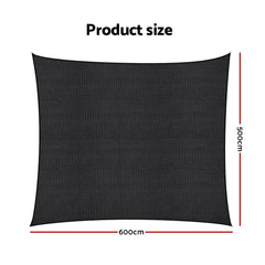 Instahut Sun Shade Sail Cloth 98% UV Block Outdoor Canopy Rectangle 5X6M Black
