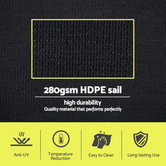 Instahut Sun Shade Sail Cloth 98% UV Block Outdoor Canopy Rectangle 5X6M Black
