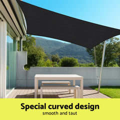 Instahut Sun Shade Sail Cloth 98% UV Block Outdoor Canopy Rectangle 5X6M Black