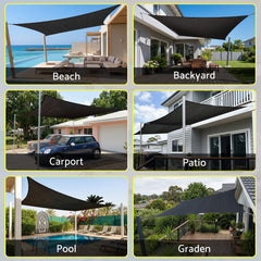 Instahut Sun Shade Sail Cloth 98% UV Block Outdoor Canopy Rectangle 5X6M Black