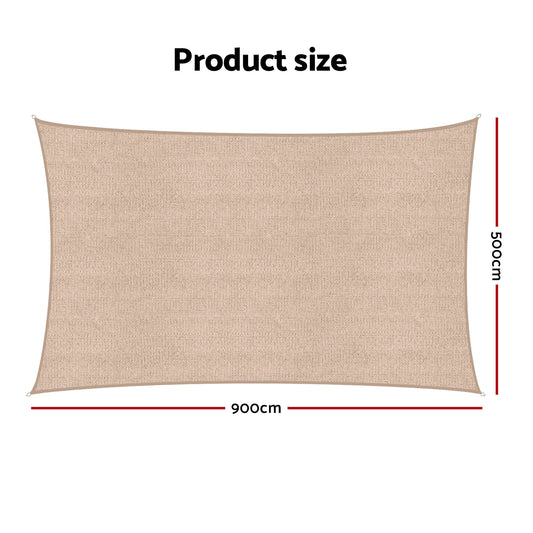 Instahut Sun Shade Sail Cloth 98% UV Block Outdoor Canopy Rectangle 5X9M Beige