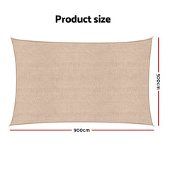 Instahut Sun Shade Sail Cloth 98% UV Block Outdoor Canopy Rectangle 5X9M Beige
