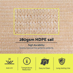 Instahut Sun Shade Sail Cloth 98% UV Block Outdoor Canopy Rectangle 5X9M Beige