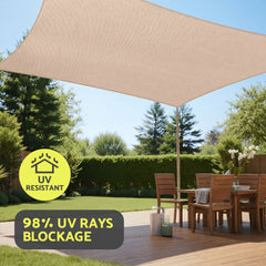 Instahut Sun Shade Sail Cloth 98% UV Block Outdoor Canopy Rectangle 5X9M Beige