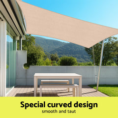 Instahut Sun Shade Sail Cloth 98% UV Block Outdoor Canopy Rectangle 5X9M Beige