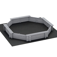 Keezi Kids Sandpit Wooden Round Sand Pit with Cover Bench Seat Beach Toys 182cm Grey