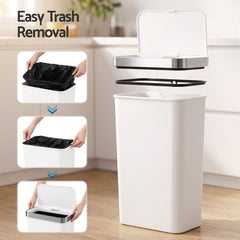 Devanti 50L Motion Sensor Trash Bin Automatic Kitchen Waste Dustbin White