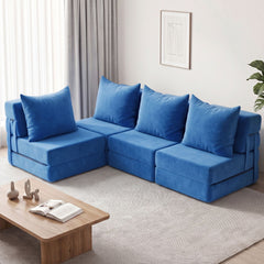 Artiss 4 Pack Folding Sofa Bed L-Shaped Modular Floor Sofas Foam Futons Couches