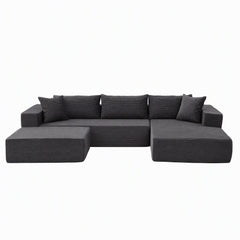Artiss Modular Sectional Sofa Bed U-Shape 4-Seater Couch Chaise Ottoman Corduroy