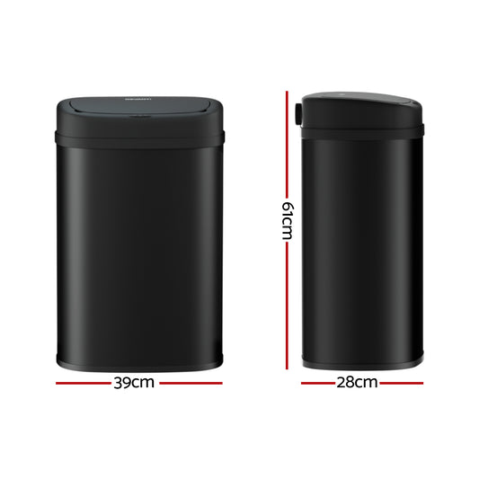 Devanti 50L Sensor Bin Motion Rubbish Automatic Black