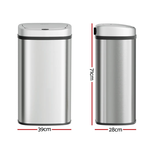 Devanti 60L Sensor Bin Motion Rubbish Automatic Silver