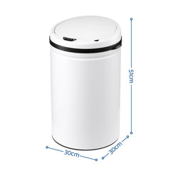Devanti 30L Sensor Bin Automatic Touchless Trash Can Garbage Rubbish White