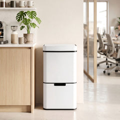 Devanti 72L Sensor Bin Rubbish Bins 4-in-1 Compartment Stainless Steel Trash Can White