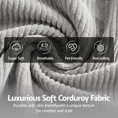 Artiss Convertible Folding Sofa Bed 30D High-Density Foam Boneless Couch with Corduroy Sleeper Couch Lounger for Living Room Grey