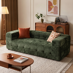Artiss Comfort Boneless Sofa for Living Room Green Luxury Chenille